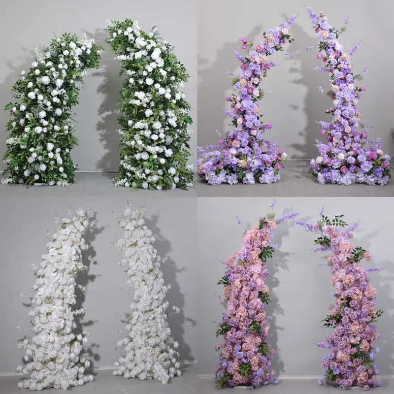 Red White Crescent Flower Arch – Moon Gate Wedding Arch