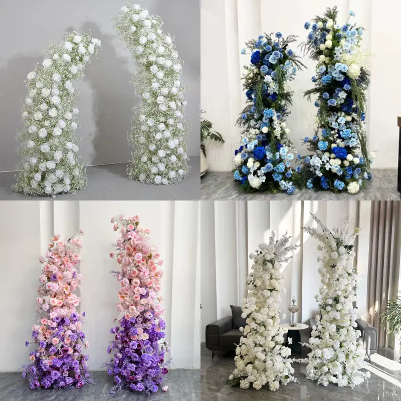 Red White Crescent Flower Arch – Moon Gate Wedding Arch