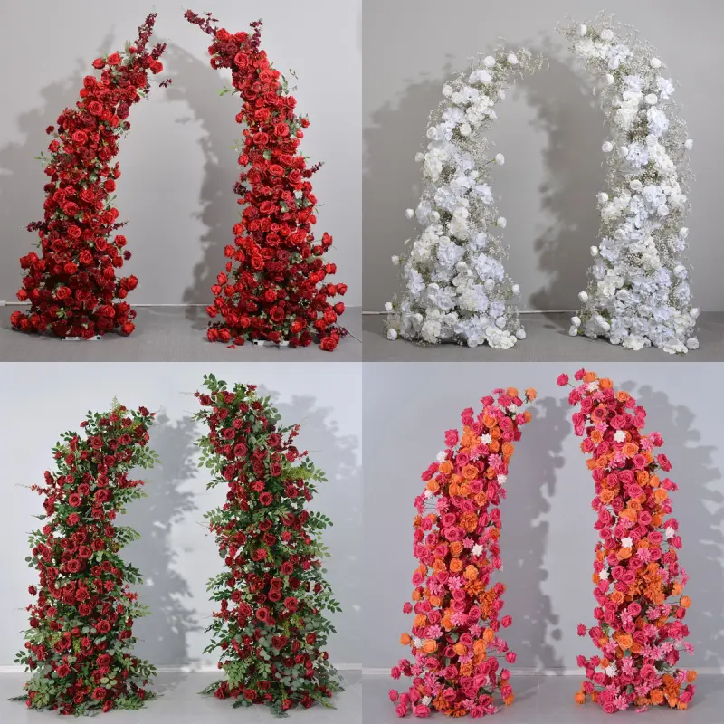 Red White Crescent Flower Arch – Moon Gate Wedding Arch
