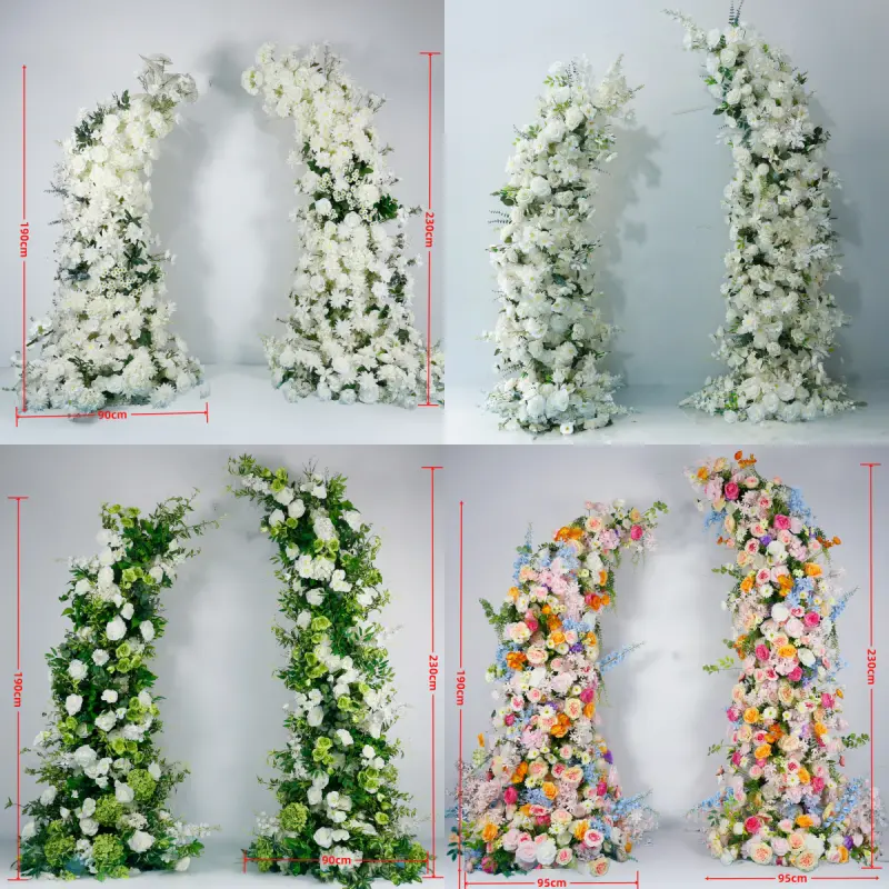 Red White Crescent Flower Arch – Moon Gate Wedding Arch