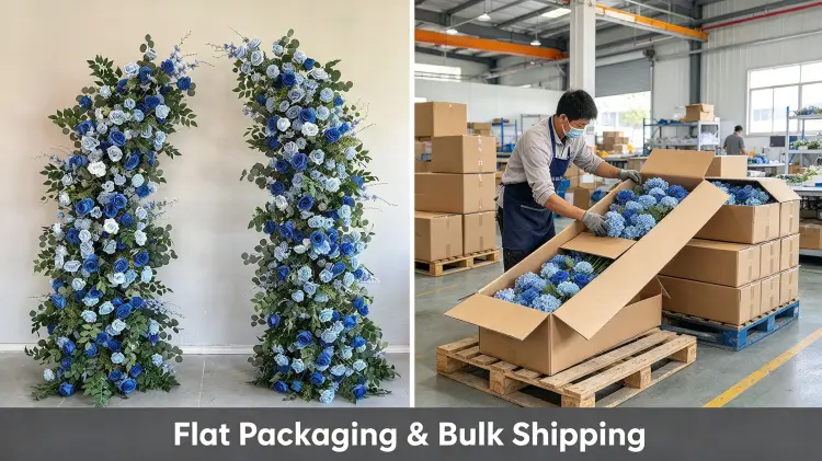 Blue White Crescent Arch Flat Packaging Hydrangea Protection Extra Cardboard