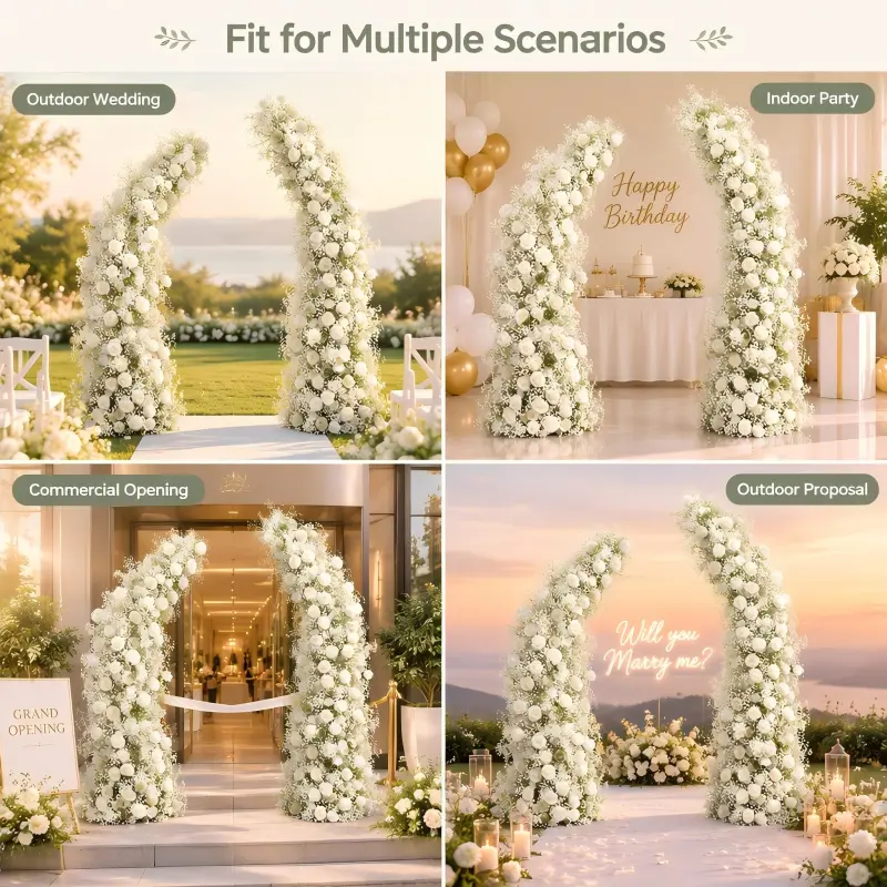 White Baby's Breath Crescent Arch – Moon Gate Wedding Arch