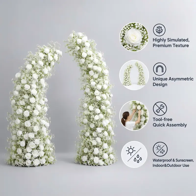 White Baby's Breath Crescent Arch – Moon Gate Wedding Arch