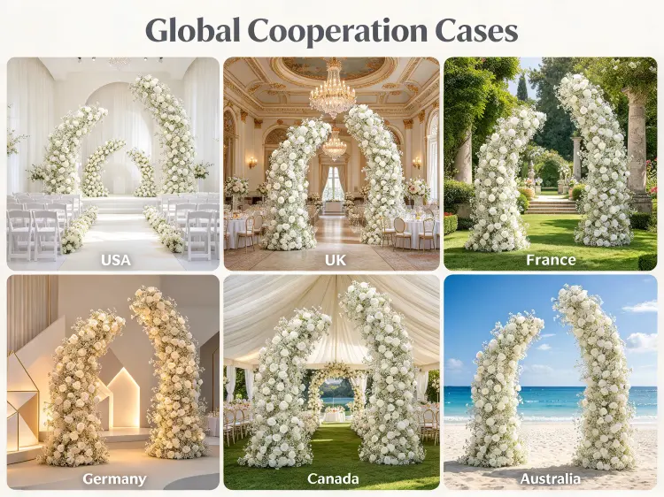Global Baby's Breath Crescent Arch Wedding Projects in USA Europe Minimalist Ceremonies