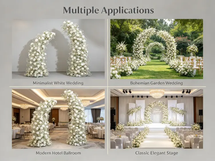 Baby's Breath Crescent Arch in Minimalist Boho Garden Ballroom Classic Wedding Settings