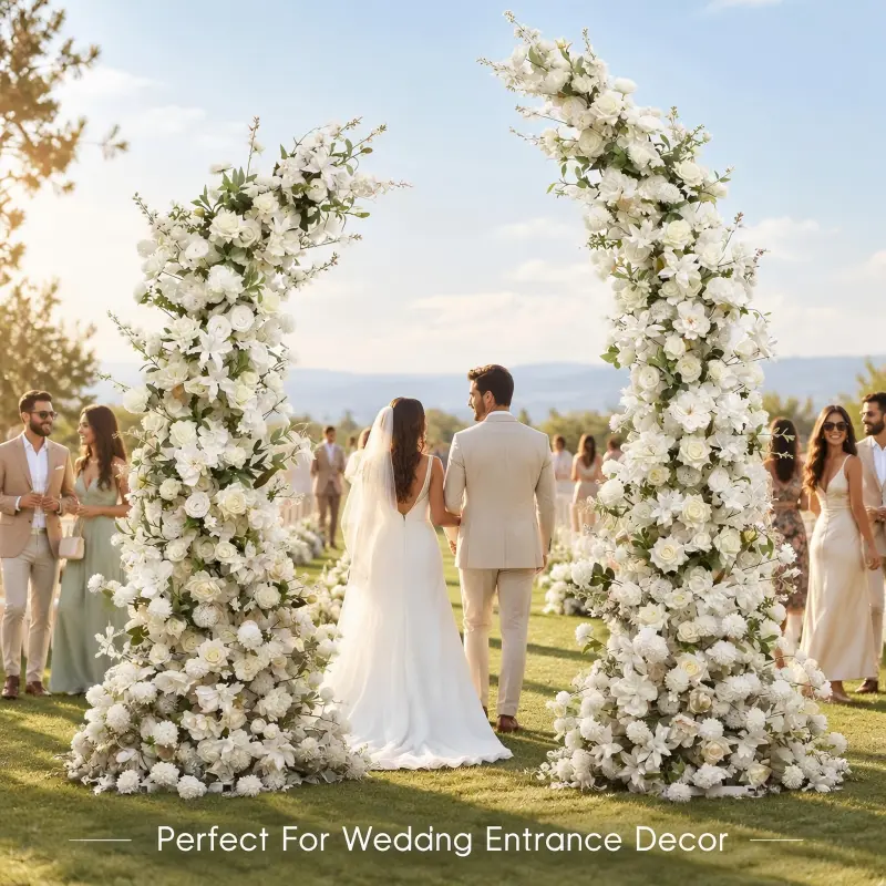 White Peony Crescent Arch – Moon Gate Wedding Arch