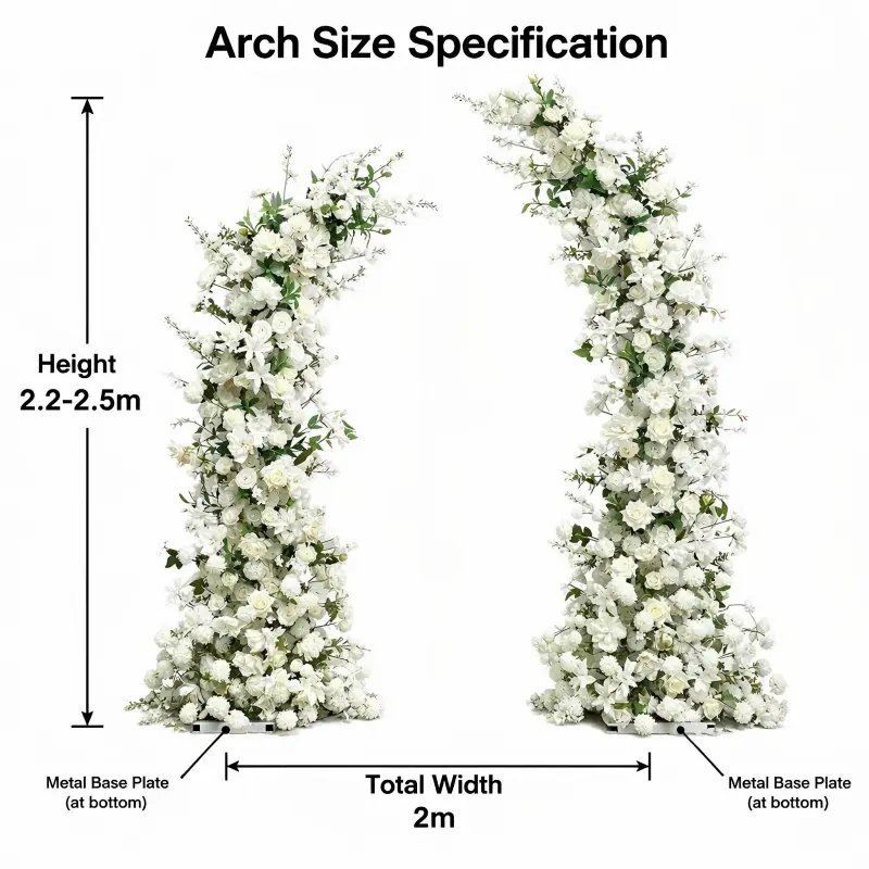 White Peony Crescent Arch – Moon Gate Wedding Arch