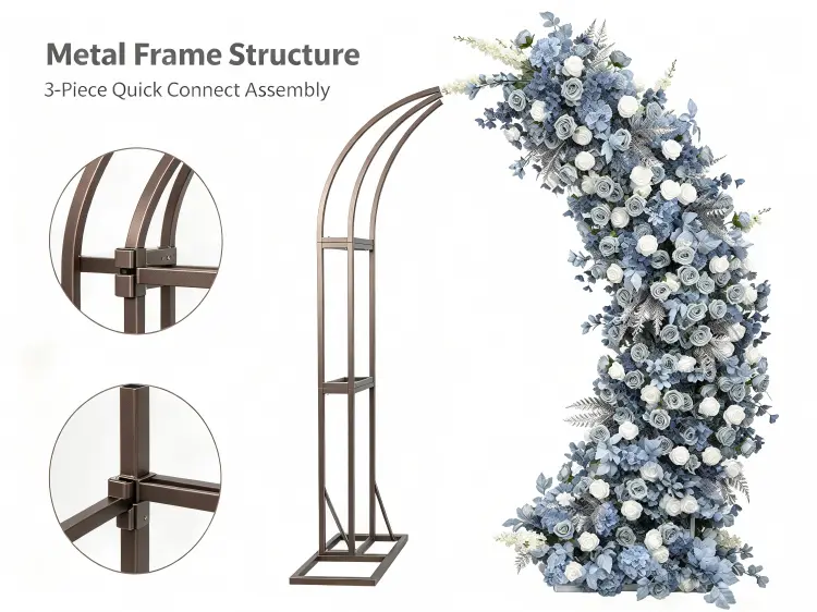 Crescent Arch Dark Bronze Metal Frame Curved Structure Quick Connect Assembly