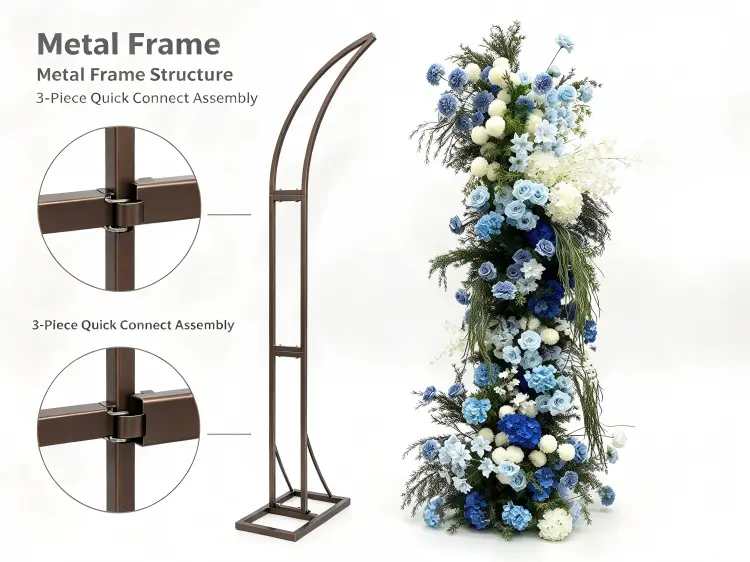 Crescent Arch Dark Bronze Metal Frame Curved Structure Quick Connect Assembly