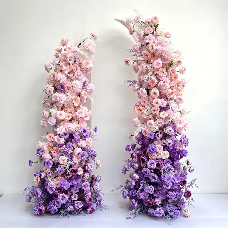 Pink Purple Ombre Crescent Moon Gate Arch Front View Full Asymmetric Shape Gradient Flow
