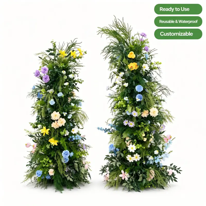 Colorful Mixed Flower Crescent Arch – Moon Gate Wedding Arch