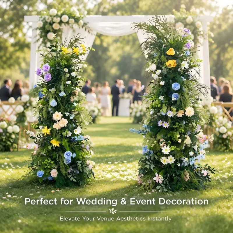Colorful Mixed Flower Crescent Arch – Moon Gate Wedding Arch