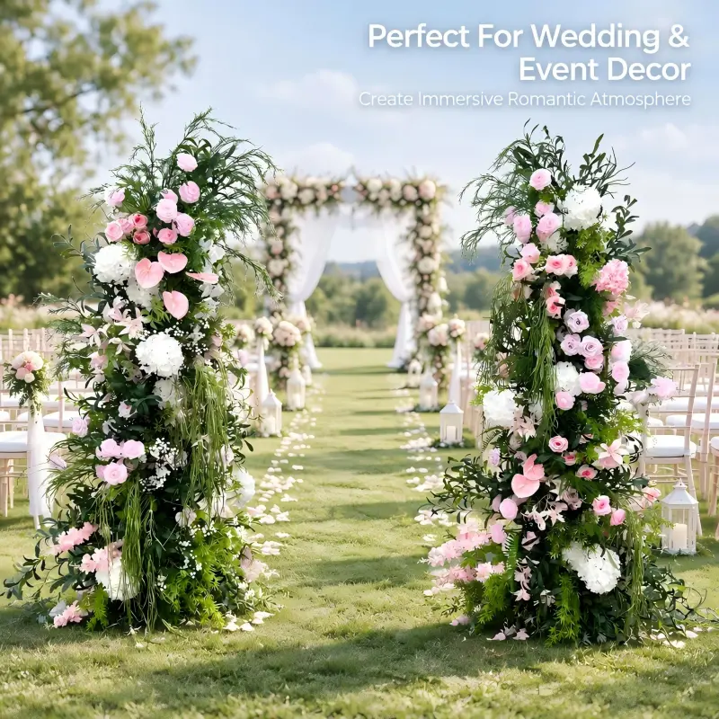 Pink Anthurium Crescent Arch – Moon Gate Flower Arch