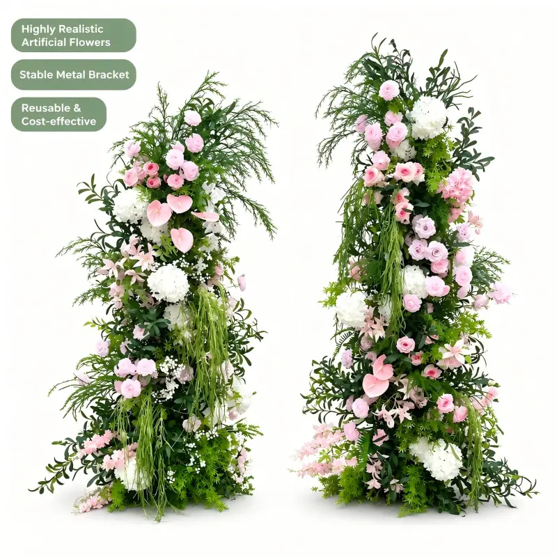 Pink Anthurium Crescent Arch – Moon Gate Flower Arch