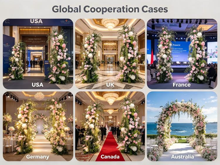 Global Pink White Anthurium Crescent Arch Projects Corporate Galas Hotel Lobbies Weddings