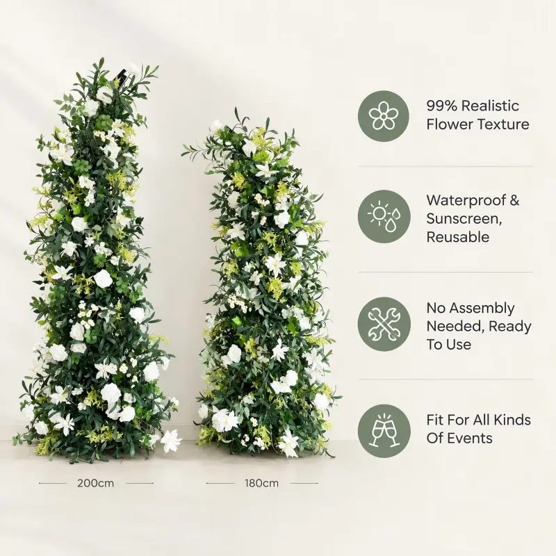 Olive Branch Crescent Arch – White Rose Moon Gate Arch