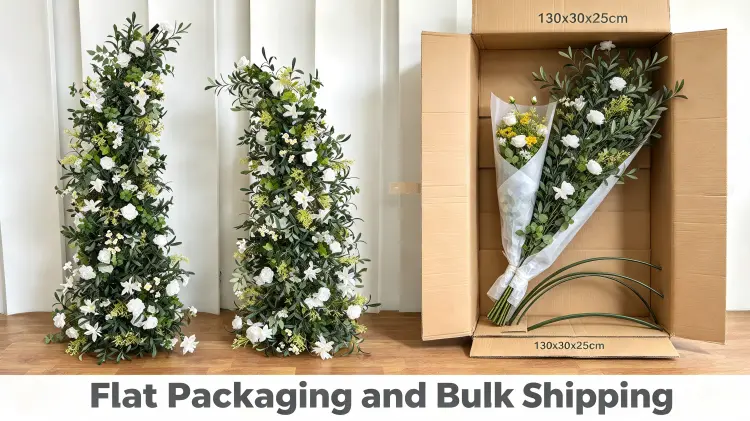 Olive Branch Crescent Arch Flat Packaging Tissue Wrapped Stems Carton Disassembled