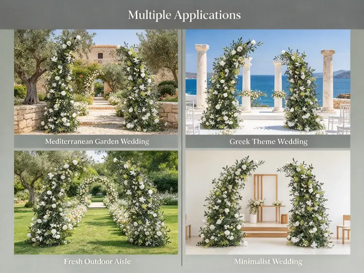 Olive Branch Crescent Arch in Garden Wedding Greek Mediterranean Ceremony Fresh Outdoor Aisle Settings