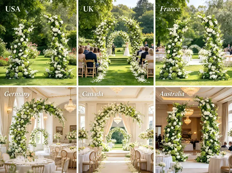 Global Green Hydrangea Crescent Arch Projects Garden Weddings Outdoor Ceremonies