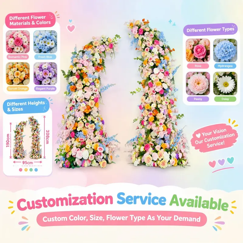 Colorful Floral Pillar Set – Garden Party Wedding Flower Pillars