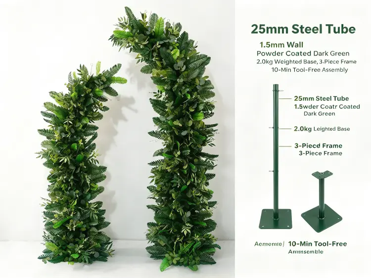 Botanical Crescent Arch Frame Crescent Curve 2kg Weight Plate Flared Base Quick Connect Assembly