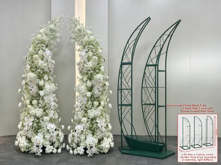 Crescent Arch Deep Green Metal Frame Curved Structure Quick Connect Assembly