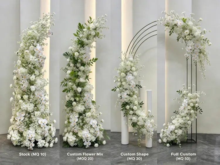 Custom White Orchid Crescent Arch Color Options White Ivory Blush Greenery Density