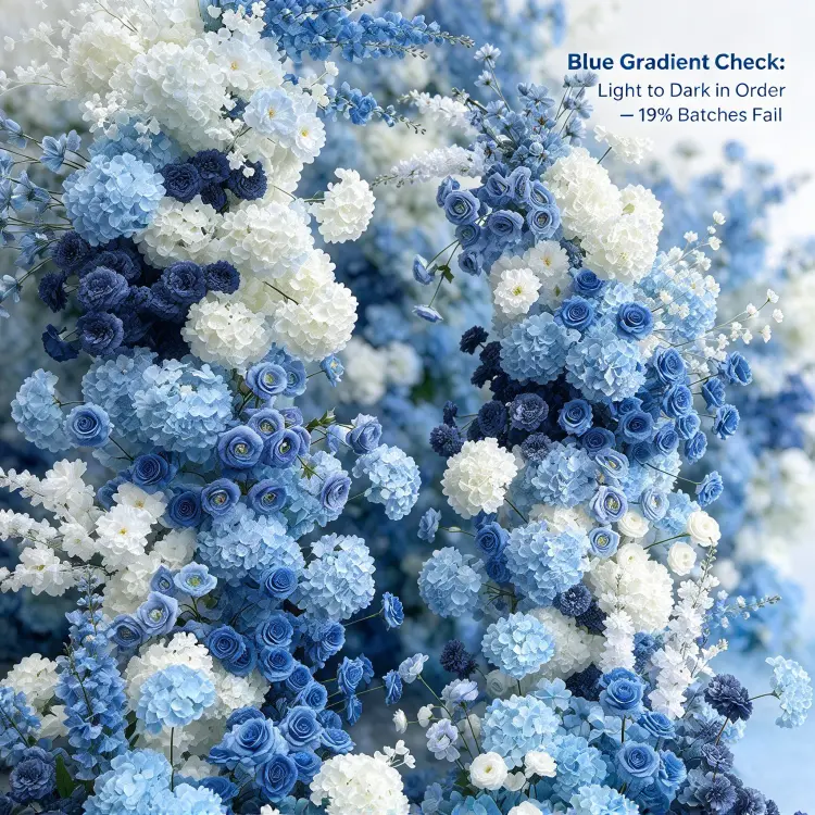 Close-up Dusty Blue Hydrangea Navy Rose White Hydrangea Blue Delphinium Detail Gradient