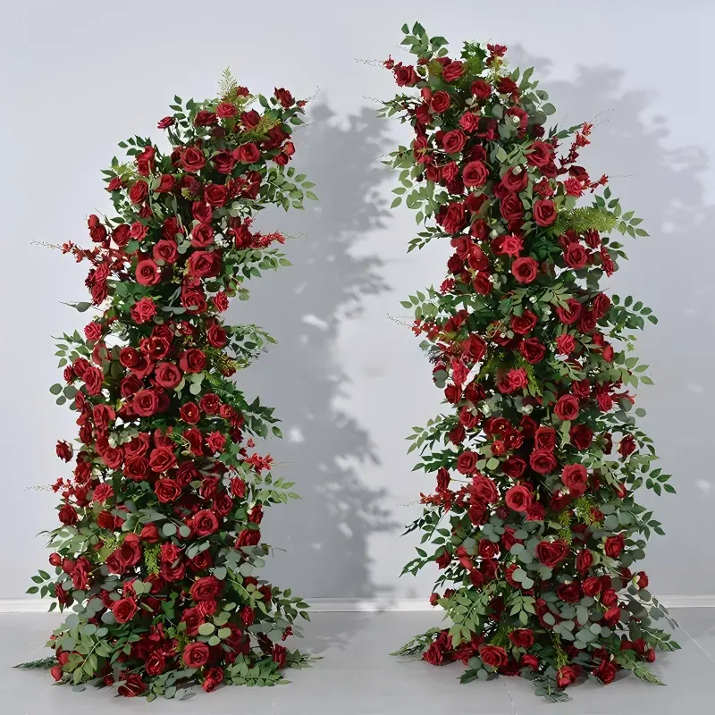Red Rose Crescent Flower Arch – Moon Gate Wedding Arch