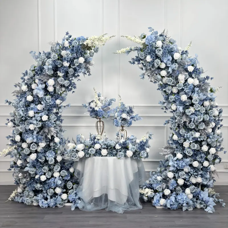 Dusty Blue Crescent Arch – Moon Gate Wedding Arch
