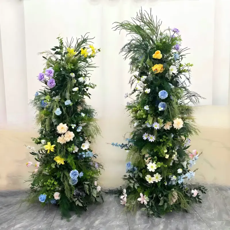 Colorful Mixed Flower Crescent Arch – Moon Gate Wedding Arch