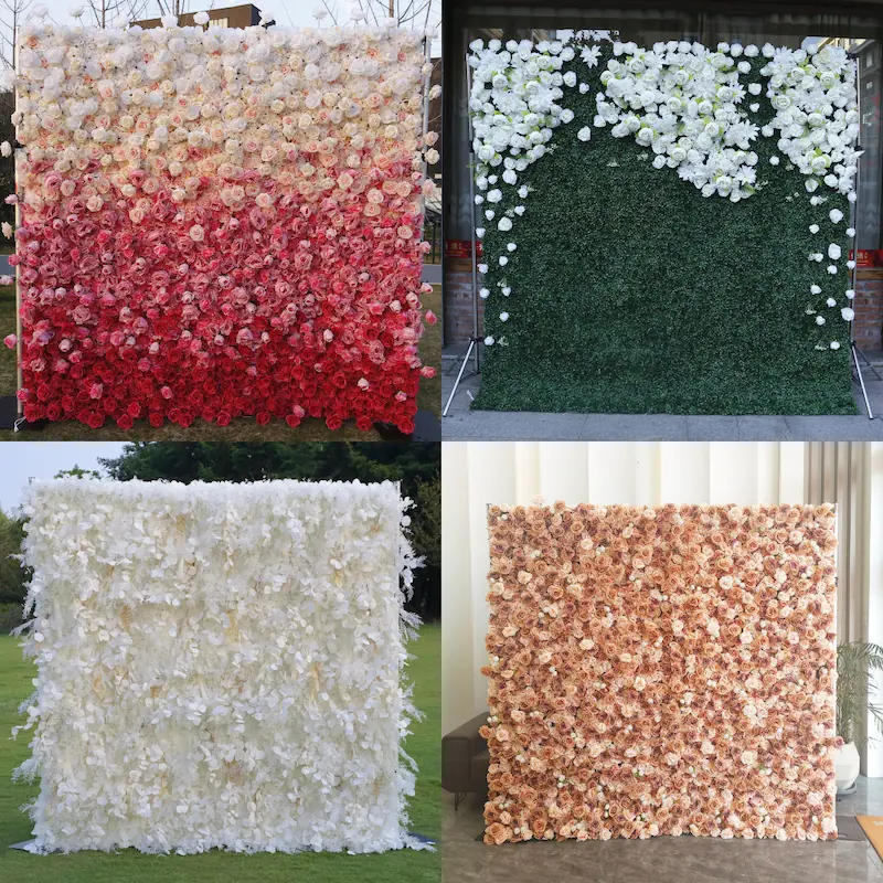 Wedding Flower Wall Backdrop – Artificial Silk Flower Wall Decor