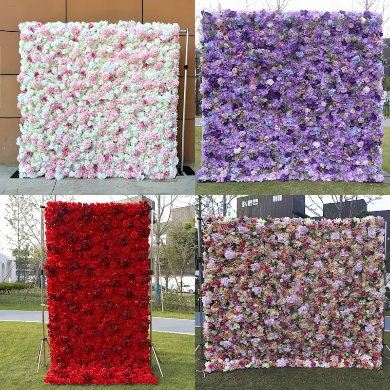 Sakura Artificial Flower Wall – Pink Wedding Backdrop Decor（Romantic Pink Floral Wall for Weddings & Proposals）