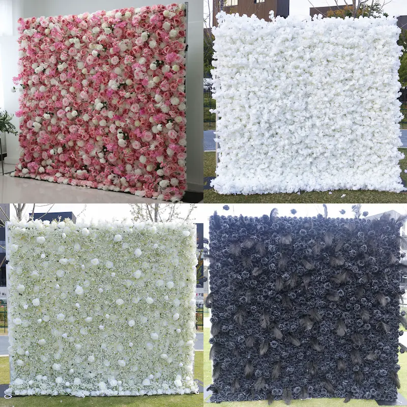 Sakura Artificial Flower Wall – Pink Wedding Backdrop Decor（Romantic Pink Floral Wall for Weddings & Proposals）
