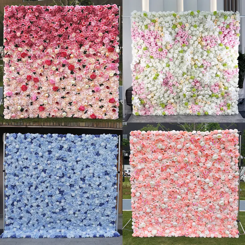 Sakura Artificial Flower Wall – Pink Wedding Backdrop Decor（Romantic Pink Floral Wall for Weddings & Proposals）