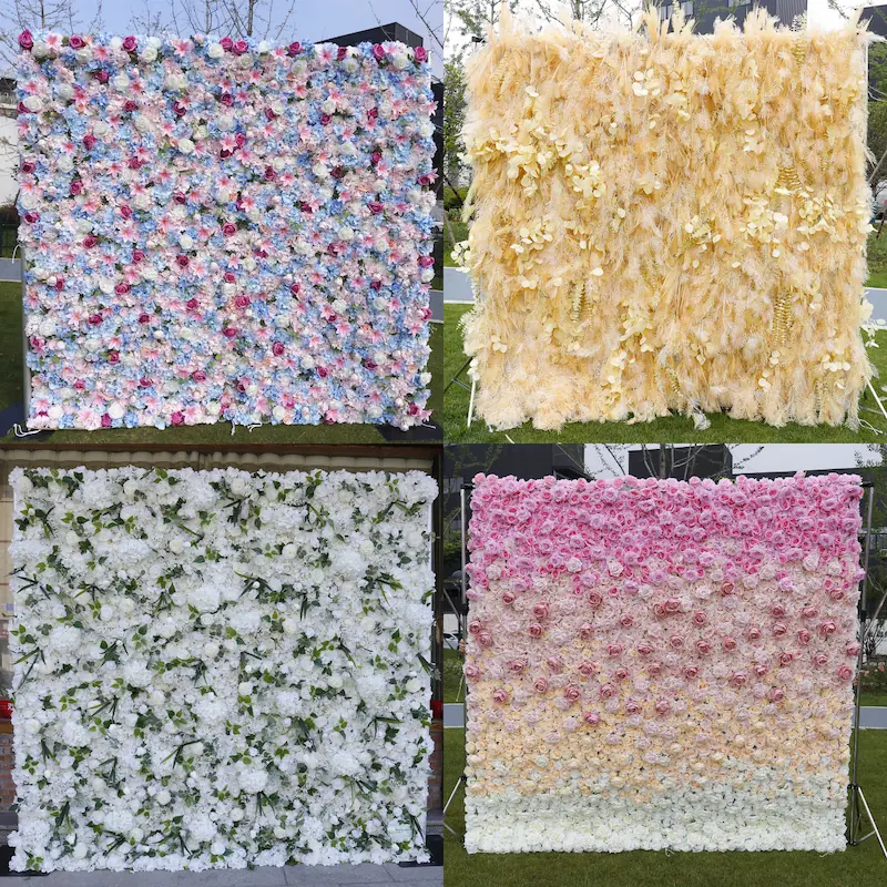 Sakura Artificial Flower Wall – Pink Wedding Backdrop Decor（Romantic Pink Floral Wall for Weddings & Proposals）