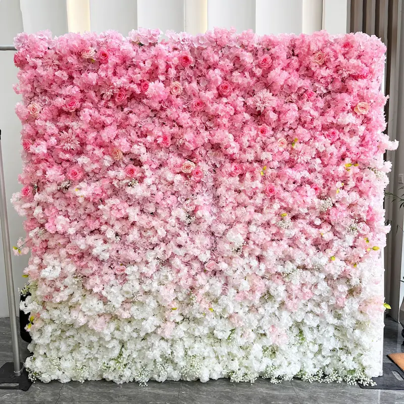 8x8ft Artificial Flower Wall Backdrop – Wholesale Roll Up Wedding Background