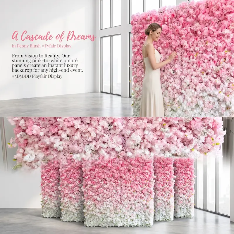 8x8ft Artificial Flower Wall Backdrop – Wholesale Roll Up Wedding Background