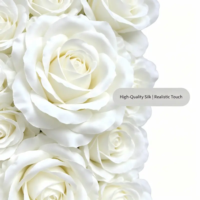 White Flower Wall Decor – Artificial Flower Wall Backdrop with Stand