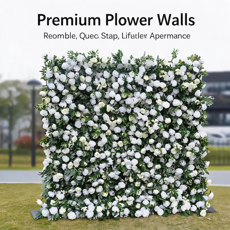Roll Up Flower Wall Backdrop – 8x8ft with Zipper Portable Design