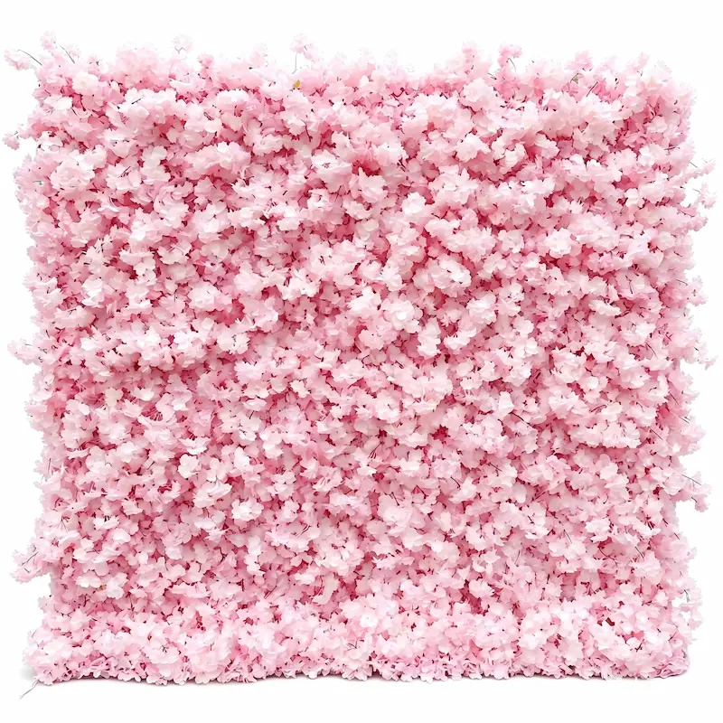 Sakura Artificial Flower Wall – Pink Wedding Backdrop Decor（Romantic Pink Floral Wall for Weddings & Proposals）