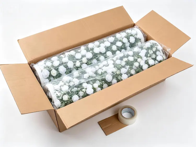 roll up flower wall packaging in carton for shipping