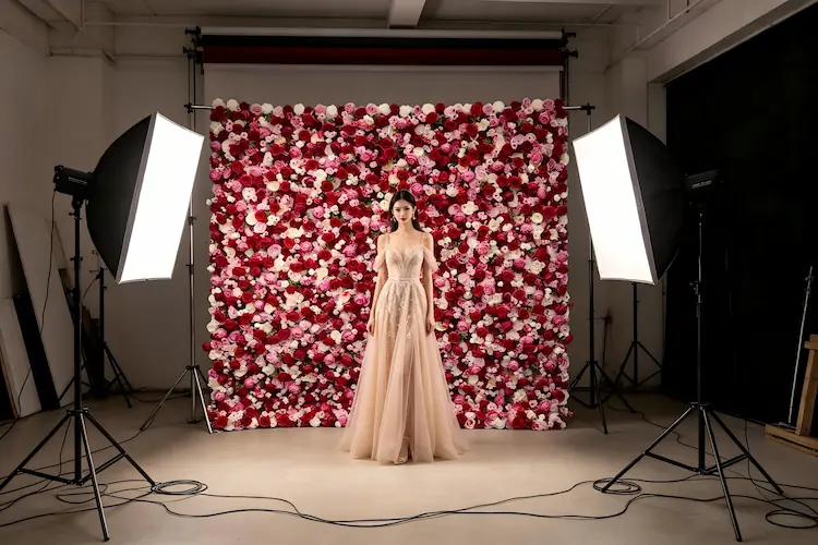 flower wall backdrop photography studio portrait commercial