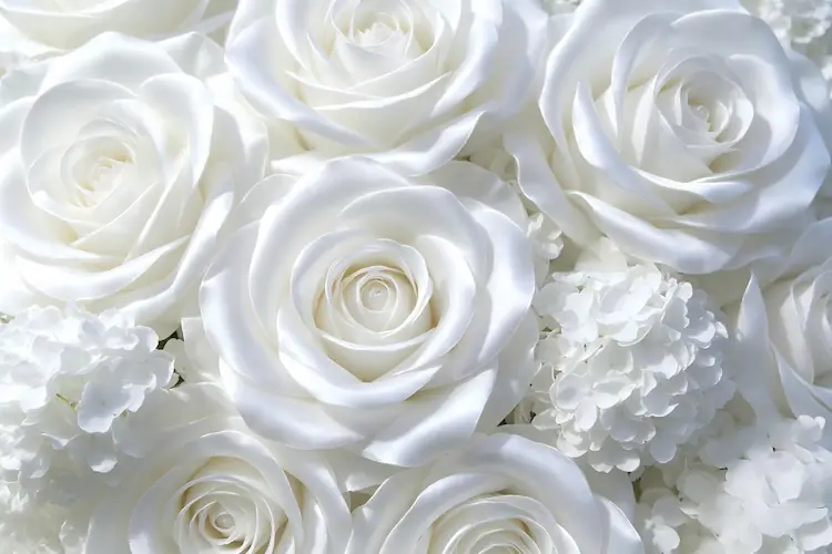 white flower texture close up pure white silk petals
