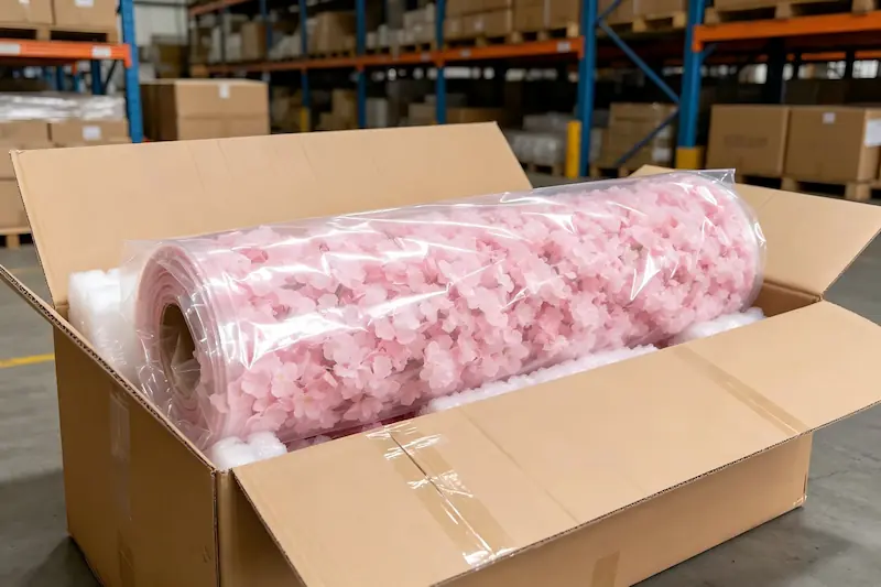 sakura pink flower wall packaging in carton for shipping