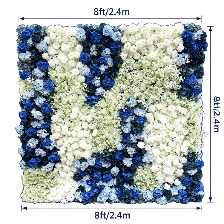 8x8ft flower wall panel dimensions size chart 2.4m