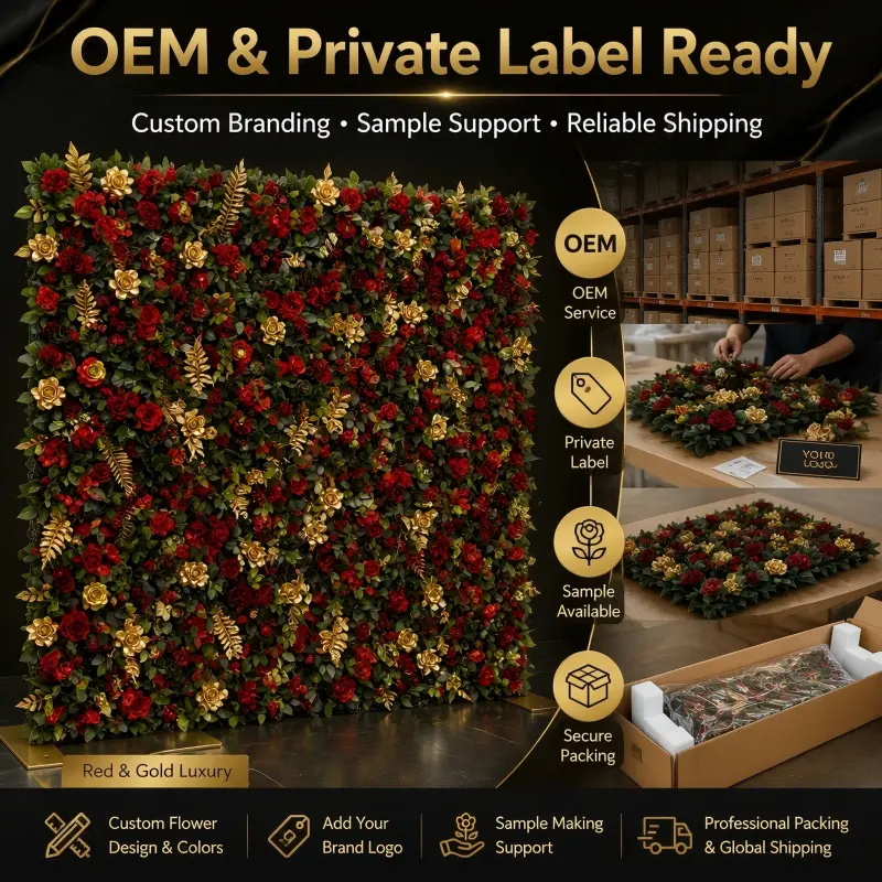 5D Flower Wall Backdrop – 3D Artificial Greenery Floral Wall