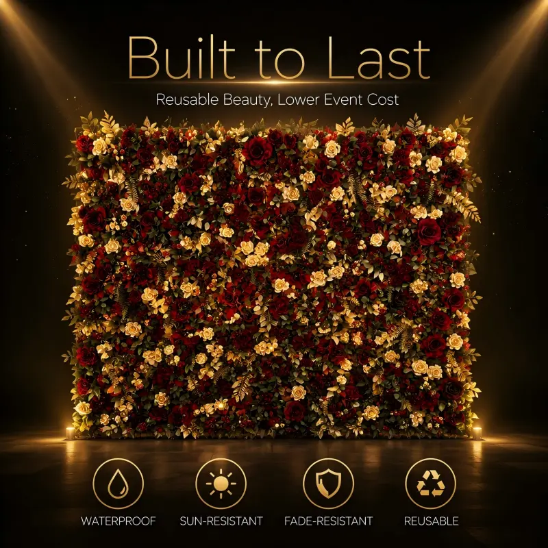 5D Flower Wall Backdrop – 3D Artificial Greenery Floral Wall