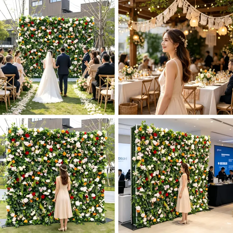 3D greenery flower wall four applications wedding boho party photo booth corporate
