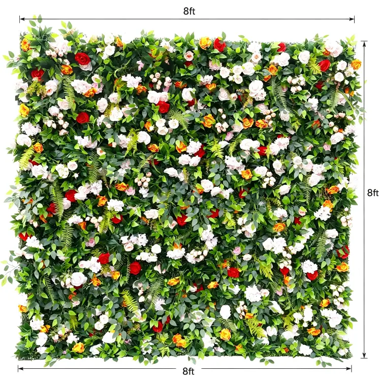 8x8ft 5D flower wall dimensions size chart 2.4m
